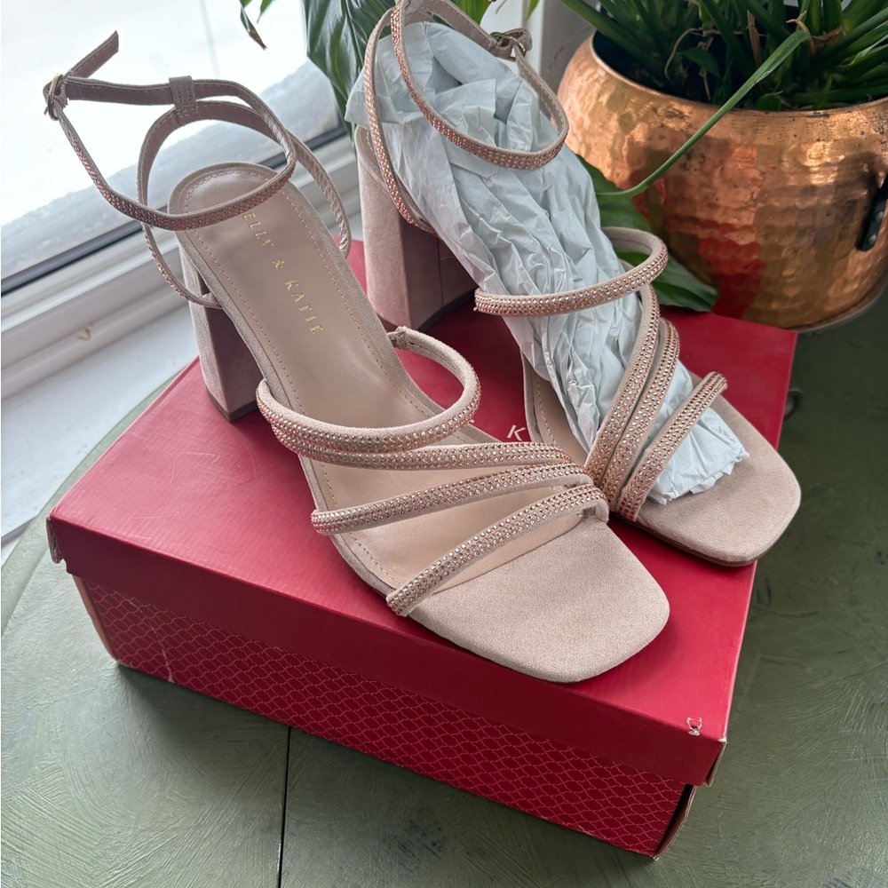 Kelly & Katie Blush Strappy Block Heel Sandals